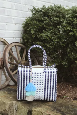 Preppy White and Blue Citron Box - Medium