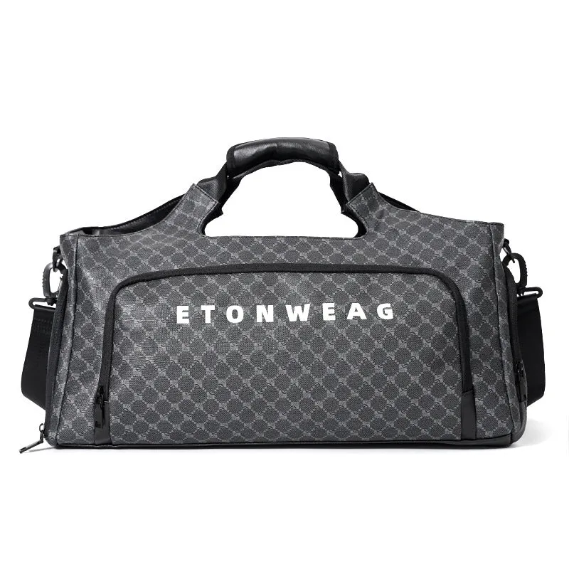 PU Leather Gym Duffle Bag with Shoe Compartment
