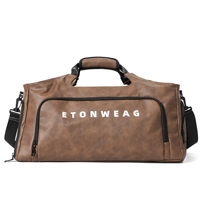 PU Leather Gym Duffle Bag with Shoe Compartment