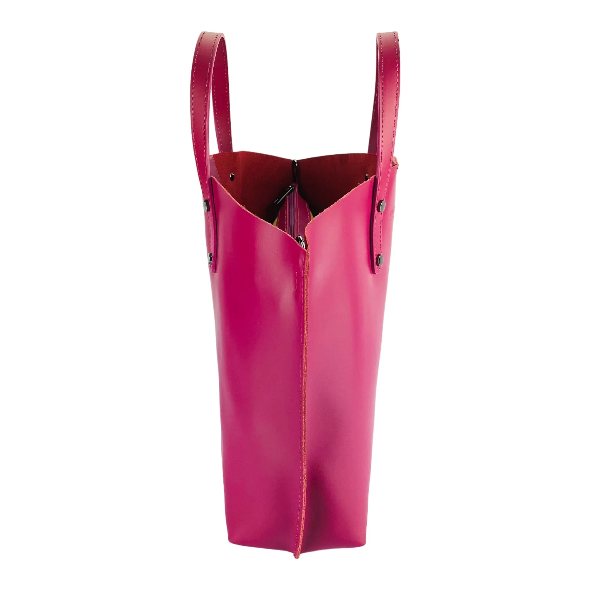 Renato Borzatta Large Leather Shoulder Tote Bag Fuschia Pink