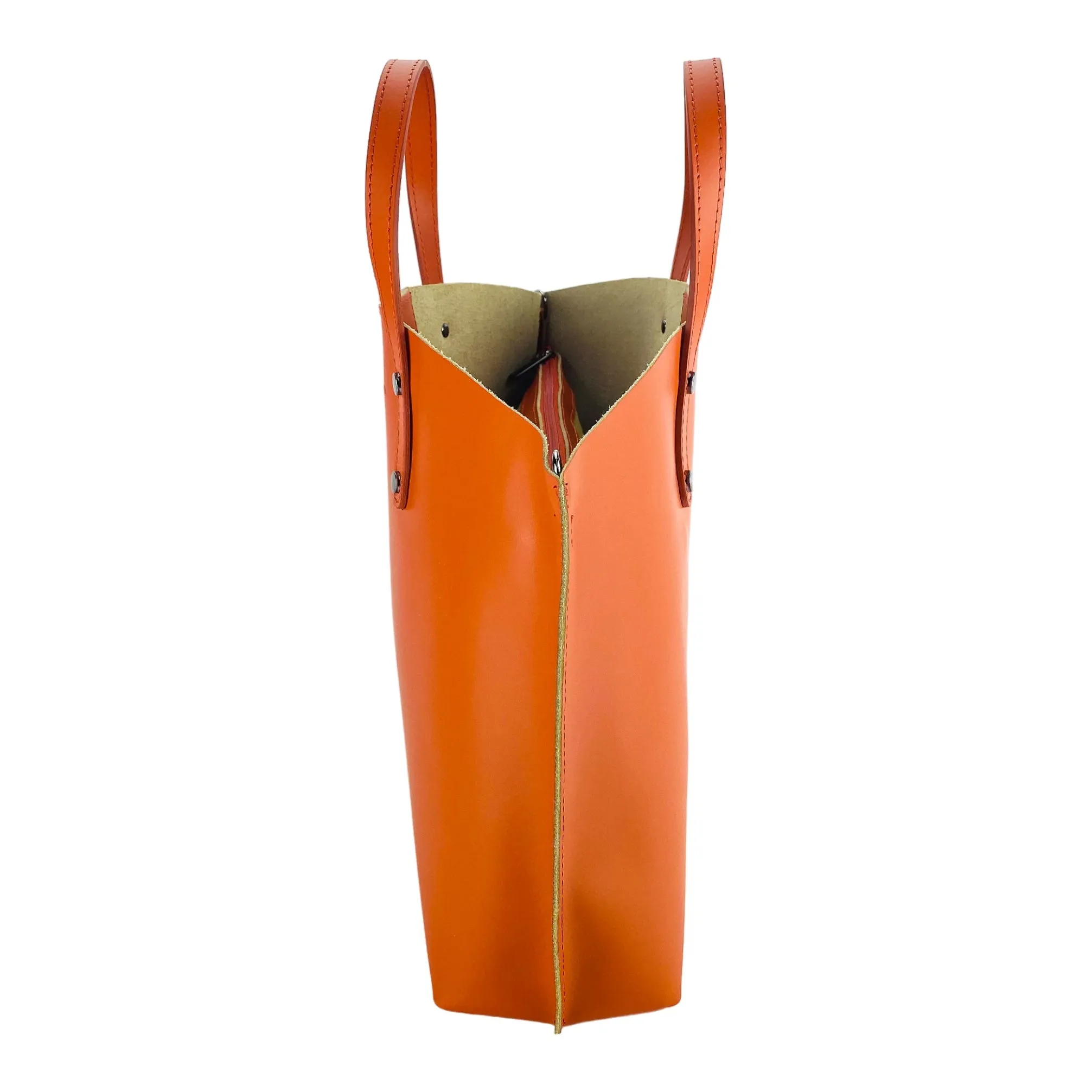 Renato Borzatta Large Leather Shoulder Tote Bag Paprika Orange