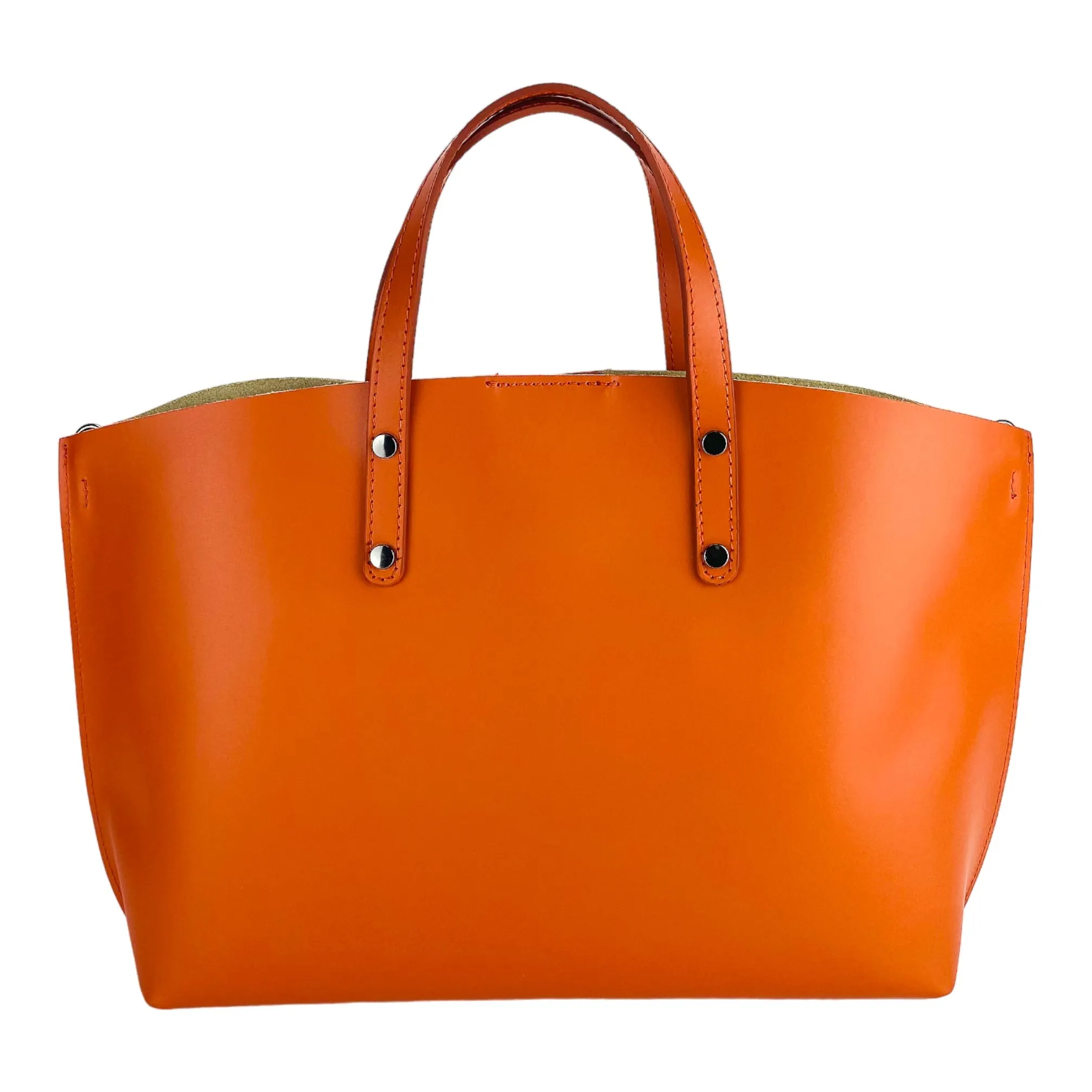 Renato Borzatta Large Leather Shoulder Tote Bag Paprika Orange