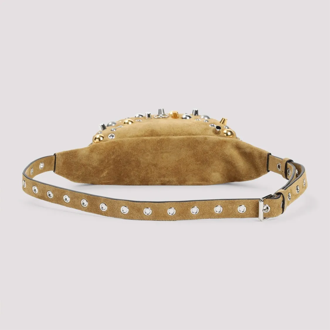 Rounded Havana Beige Suede Leather Waist Satchel Belt Bag