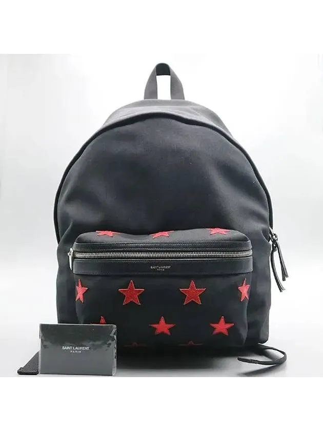 Saint Laurent 437087 Black Fabric Star Backpack