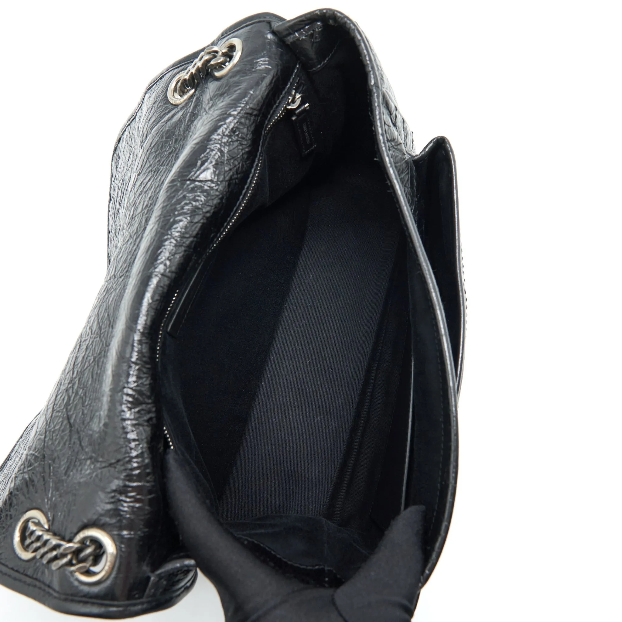 Saint Laurent Large Niki Shoulder Bag Calfskin Black SHW