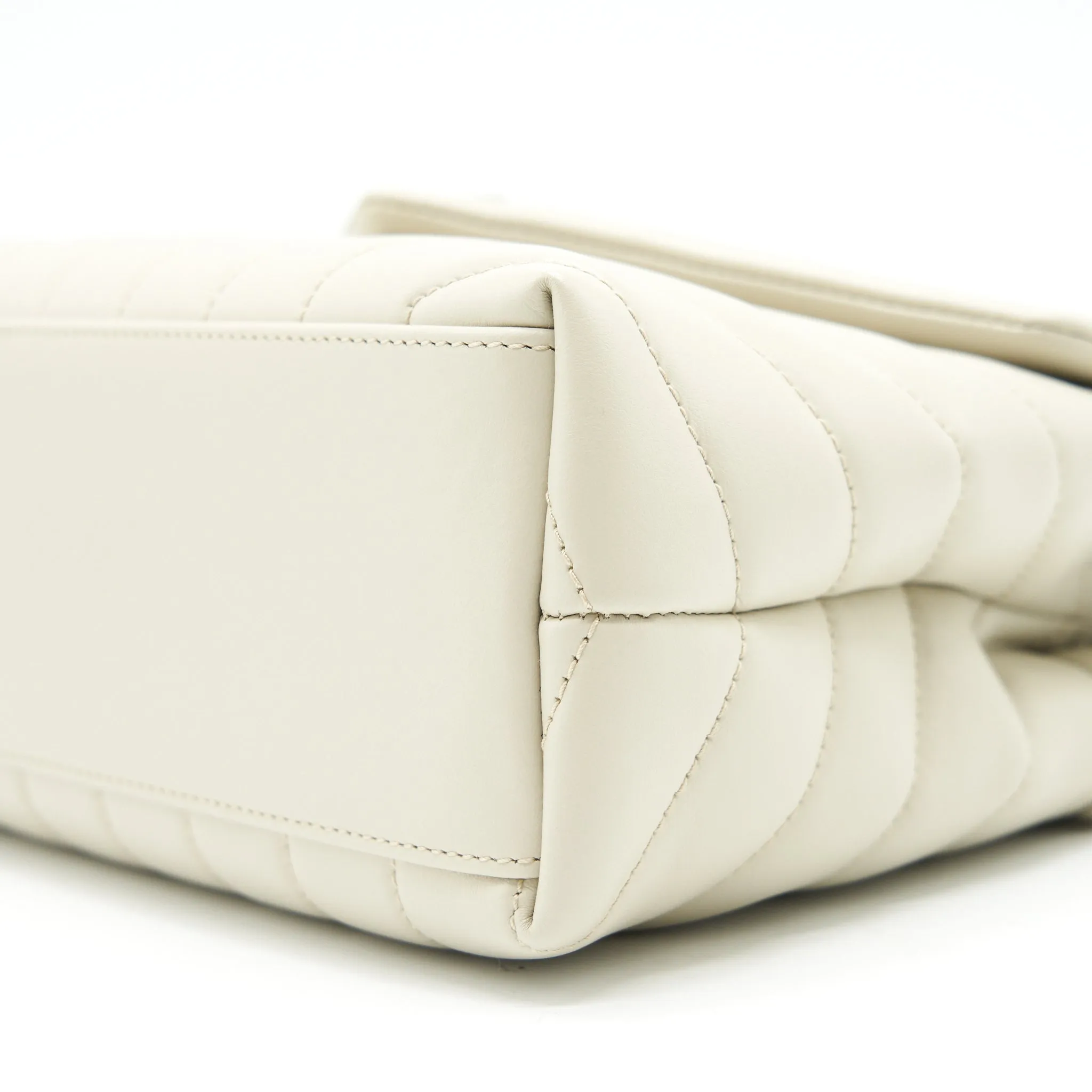 SAINT LAURENT Lou Lou Small Quilted Y Leather Shoulder Bag In White