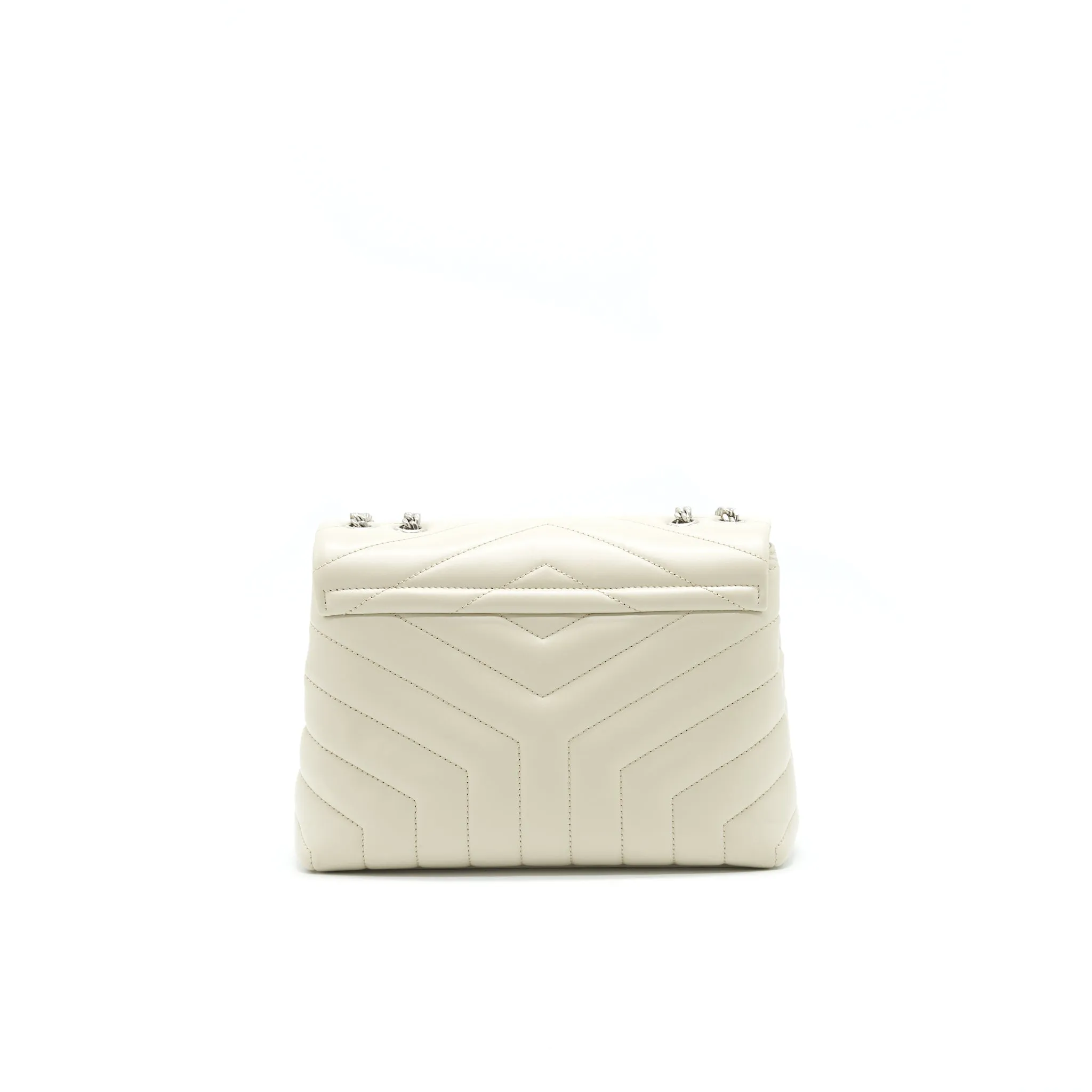 SAINT LAURENT Lou Lou Small Quilted Y Leather Shoulder Bag In White