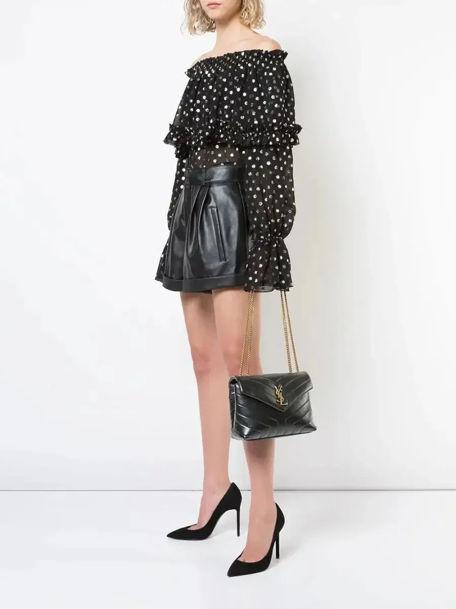 Saint laurent Loulou Shoulder Bag small black gold