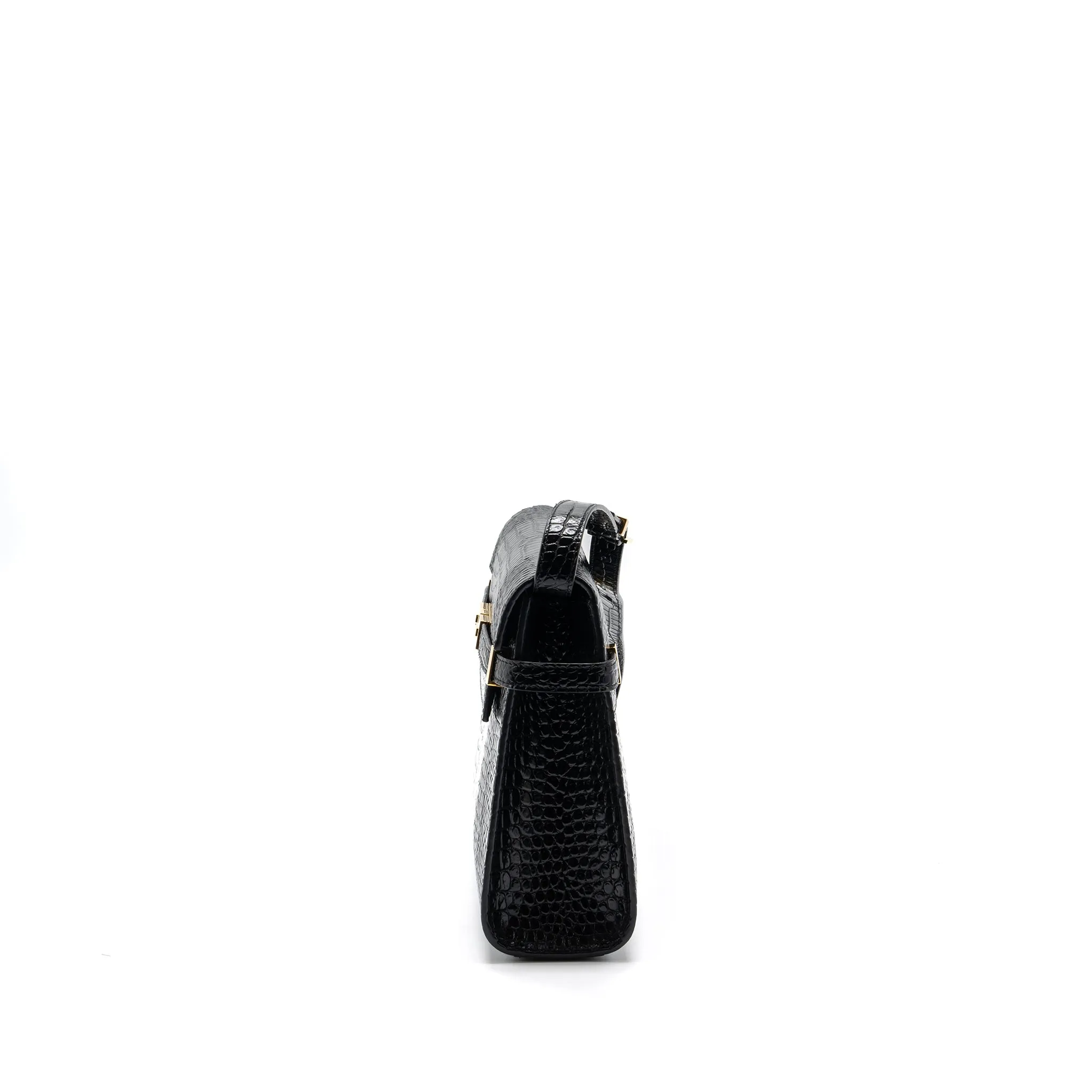 Saint laurent Manhattan shoulder bag croc-embossed calfskin black GHW