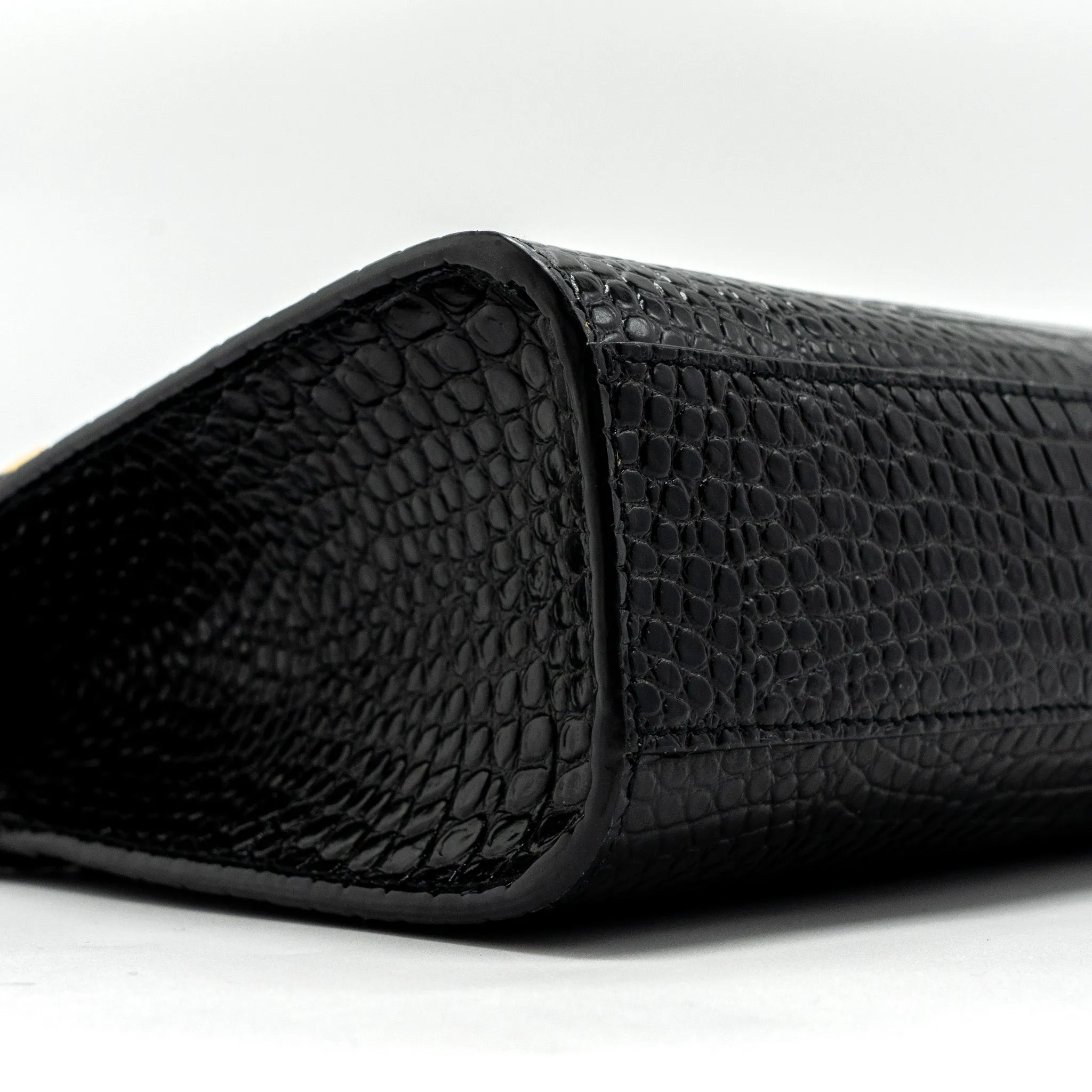 Saint laurent Manhattan shoulder bag croc-embossed calfskin black GHW