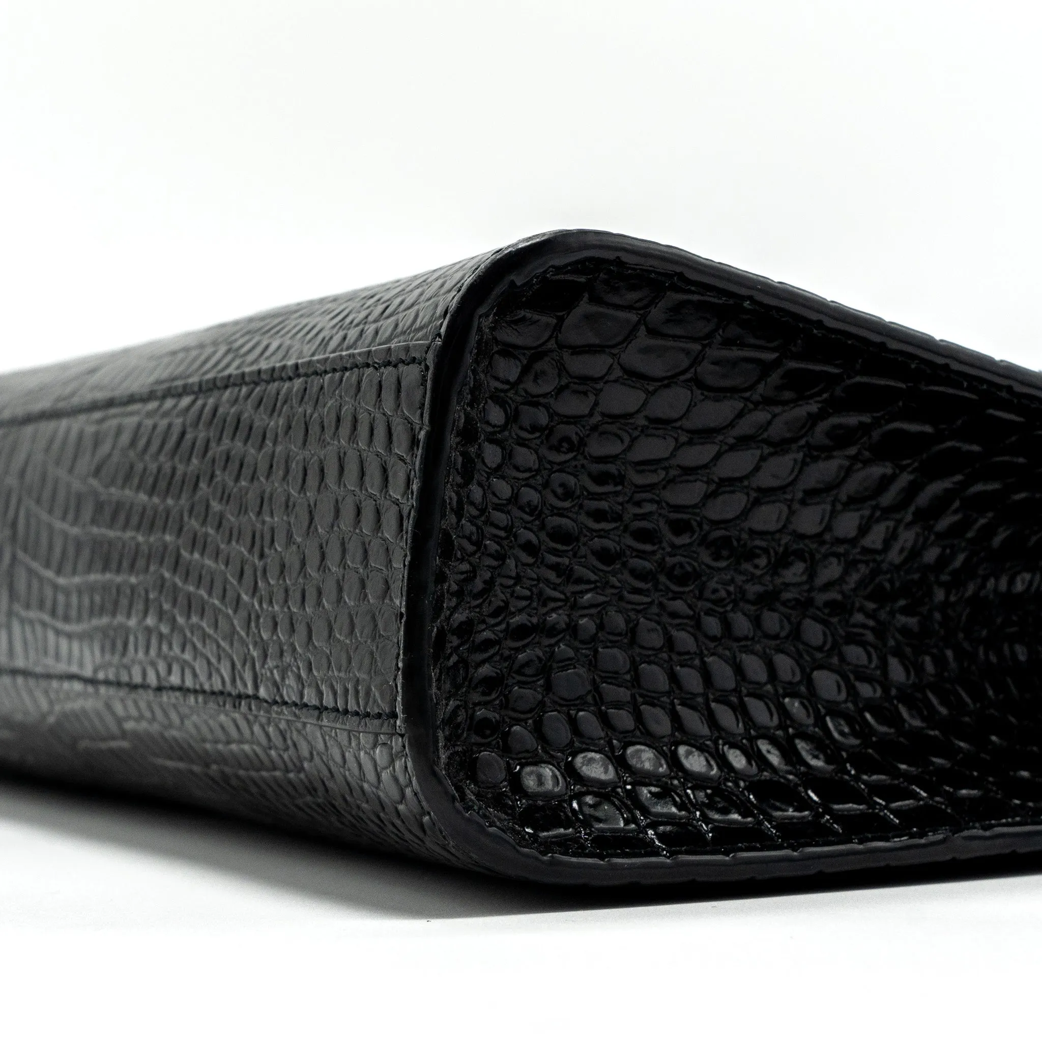 Saint laurent Manhattan shoulder bag croc-embossed calfskin black GHW