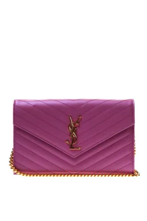 Saint Laurent Paris Purple Leather Small Monogram Shoulder Bag