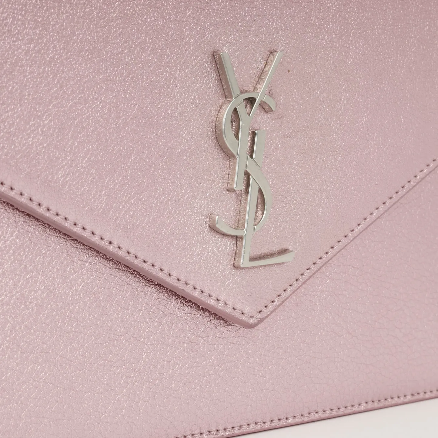 Saint Laurent Saint Laurent - Uptown Wallet on Chain - Metallic Pink Calfskin SHW - Pre-Loved