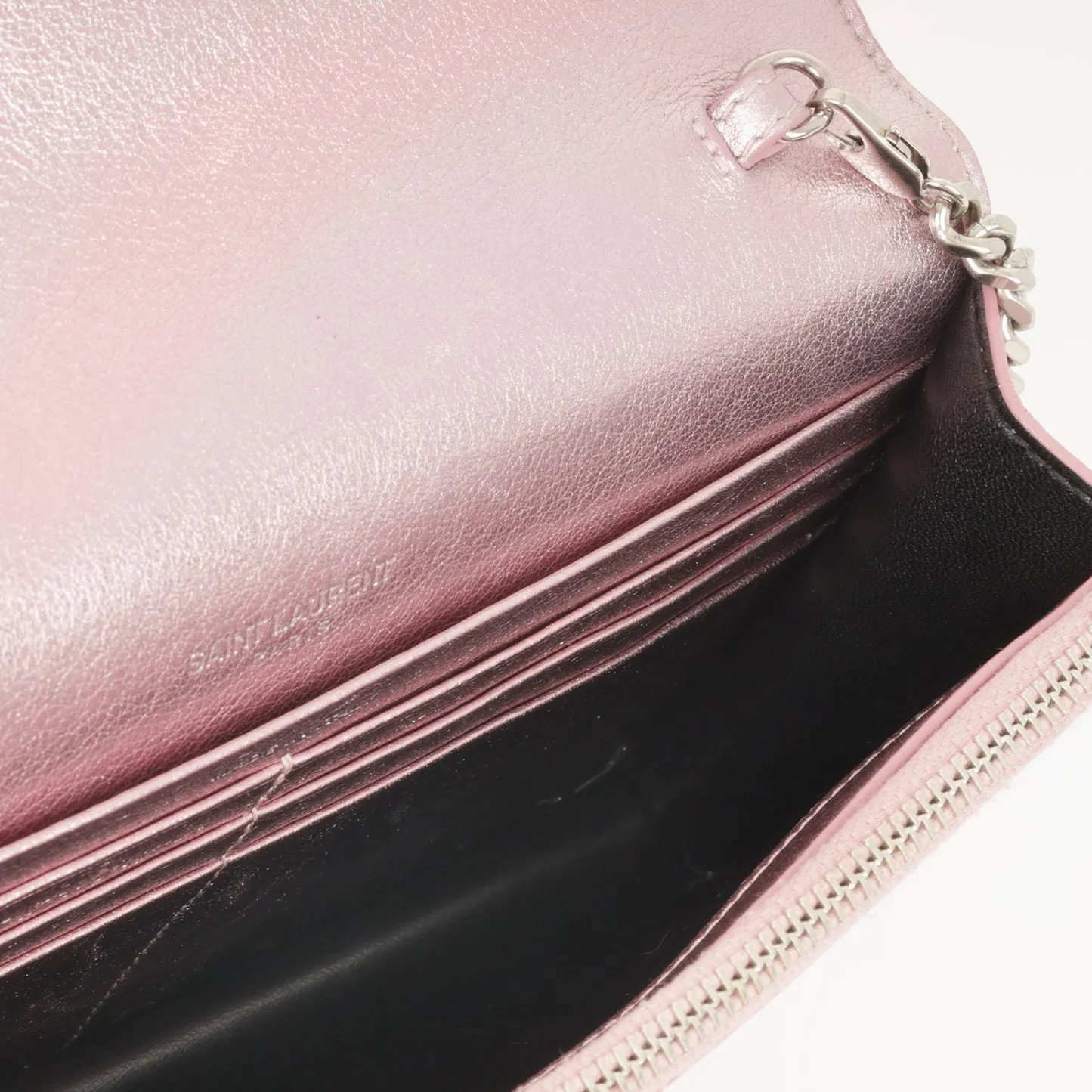 Saint Laurent Saint Laurent - Uptown Wallet on Chain - Metallic Pink Calfskin SHW - Pre-Loved