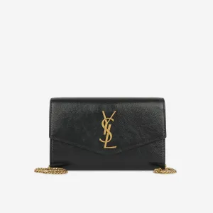 Saint Laurent - Uptown Chain Wallet - Black Calfskin GHW - Pre-Loved