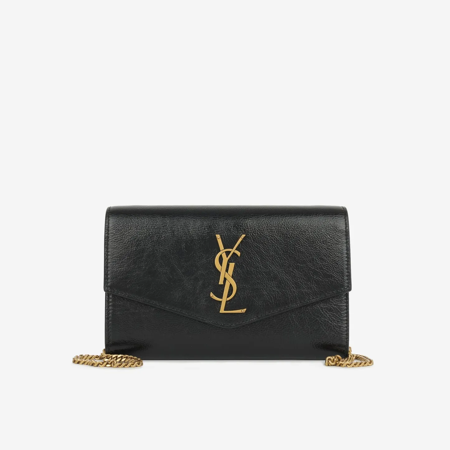Saint Laurent - Uptown Chain Wallet - Black Calfskin GHW - Pre-Loved