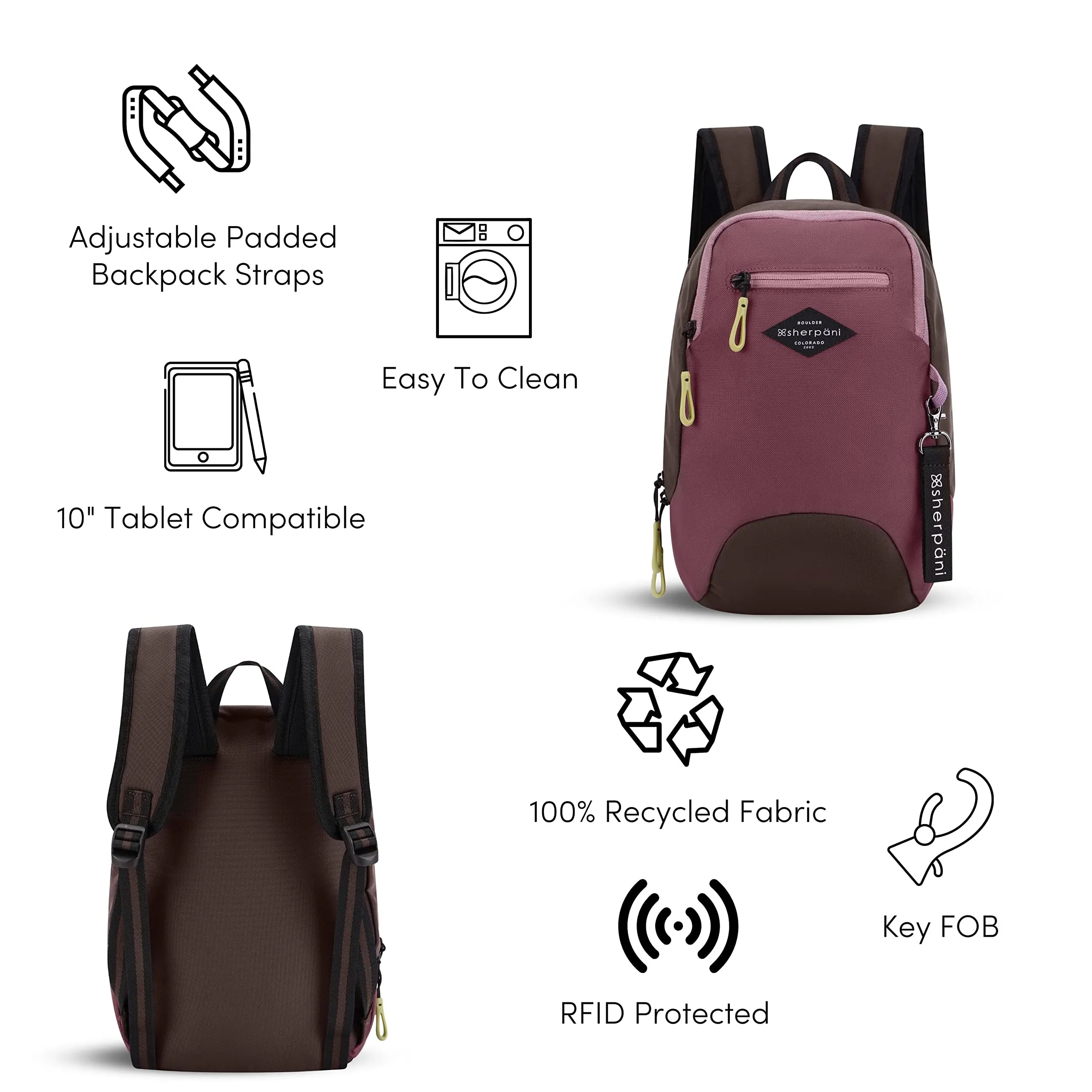 Sherpani Vespa, Mini Backpack for Women, Travel Backpack Purse, RFID Protection, Fits 10 Inch Tablet