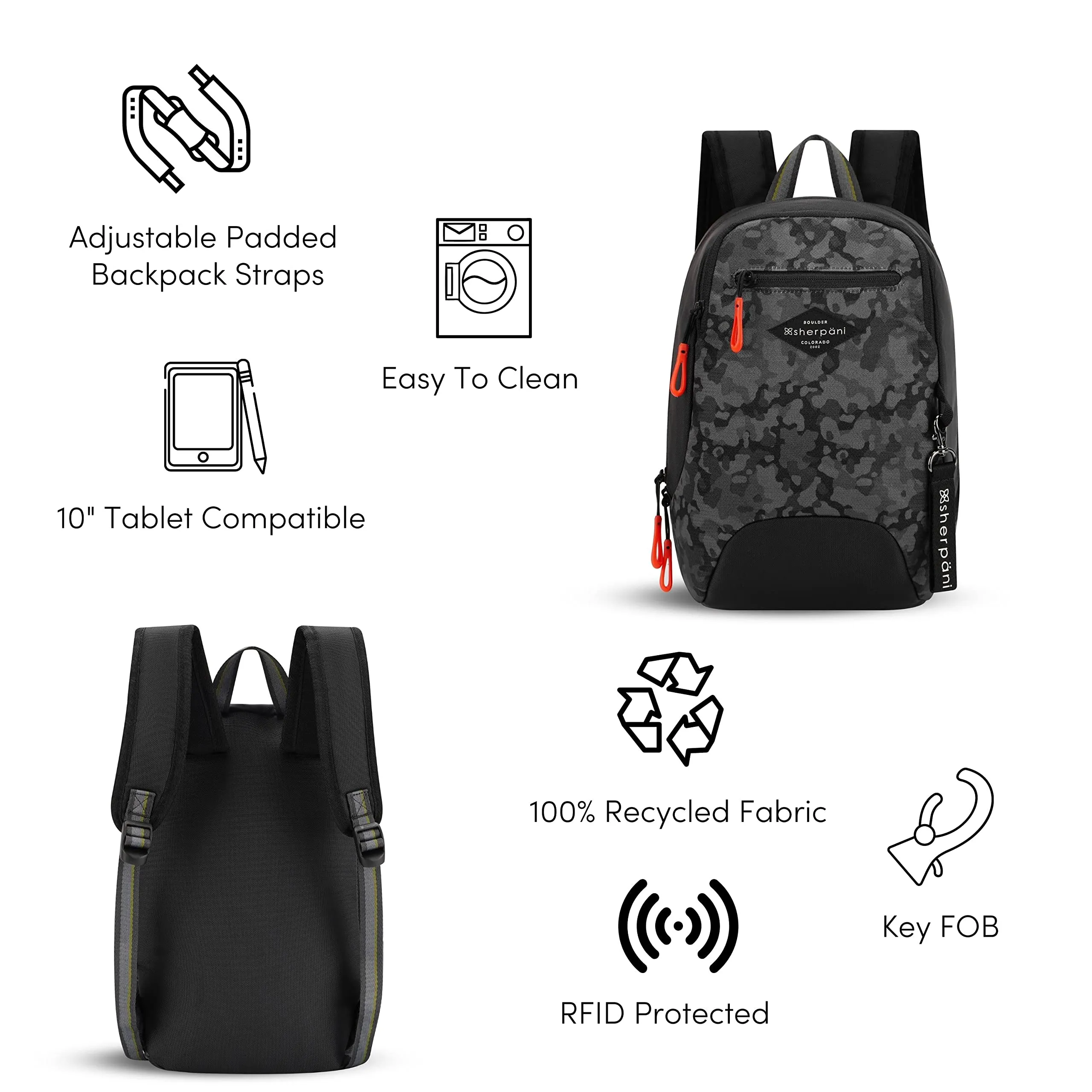 Sherpani Vespa, Mini Backpack for Women, Travel Backpack Purse, RFID Protection, Fits 10 Inch Tablet