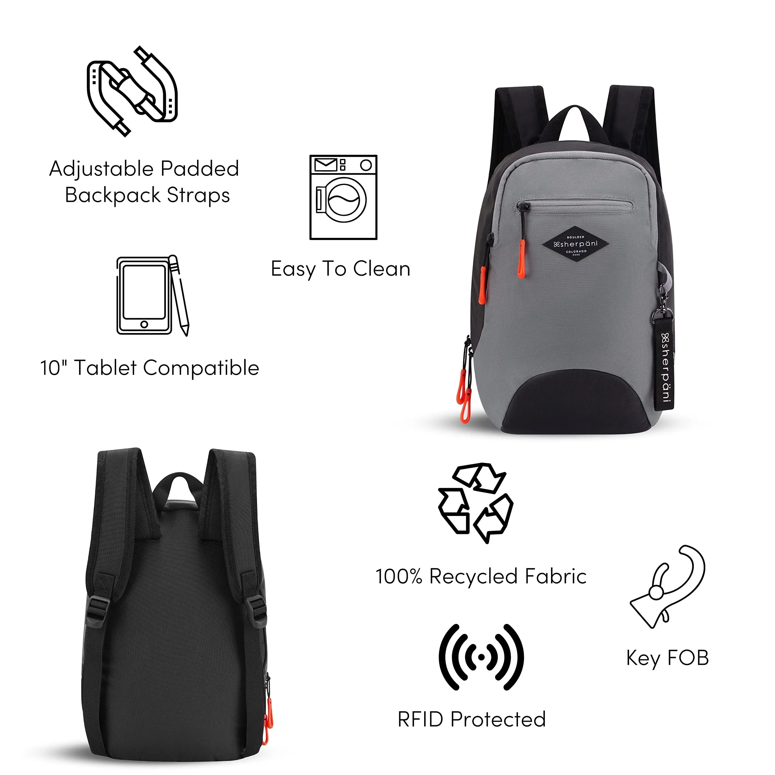 Sherpani Vespa, Mini Backpack for Women, Travel Backpack Purse, RFID Protection, Fits 10 Inch Tablet