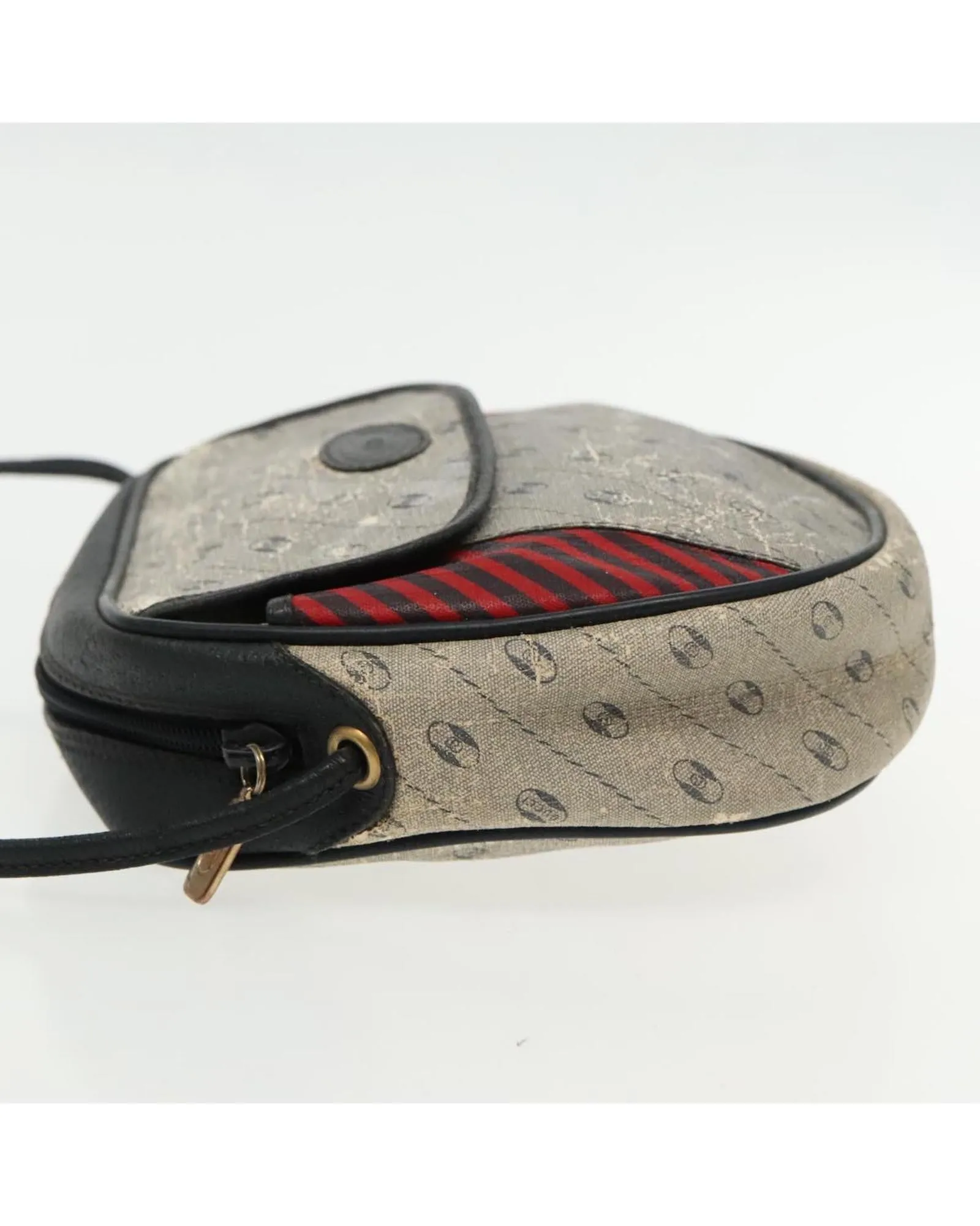 Shoulder Bag Coated Canvas with Gold Accents