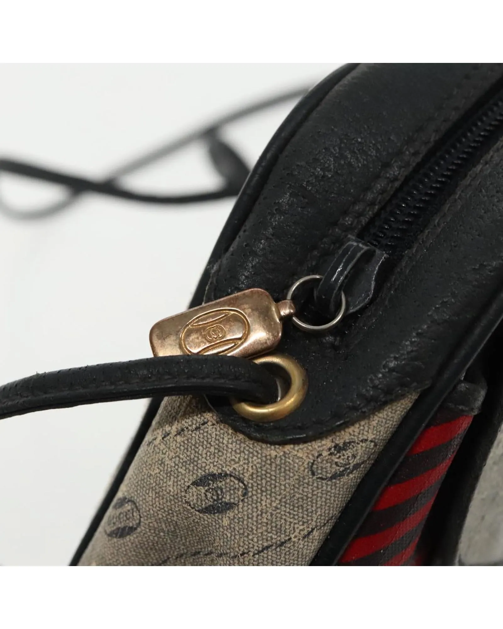 Shoulder Bag Coated Canvas with Gold Accents