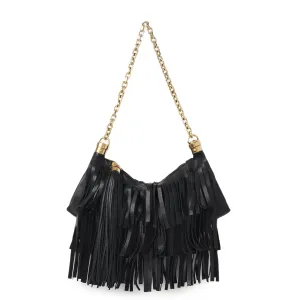 Small Foulard Fringe Bag Small, Black