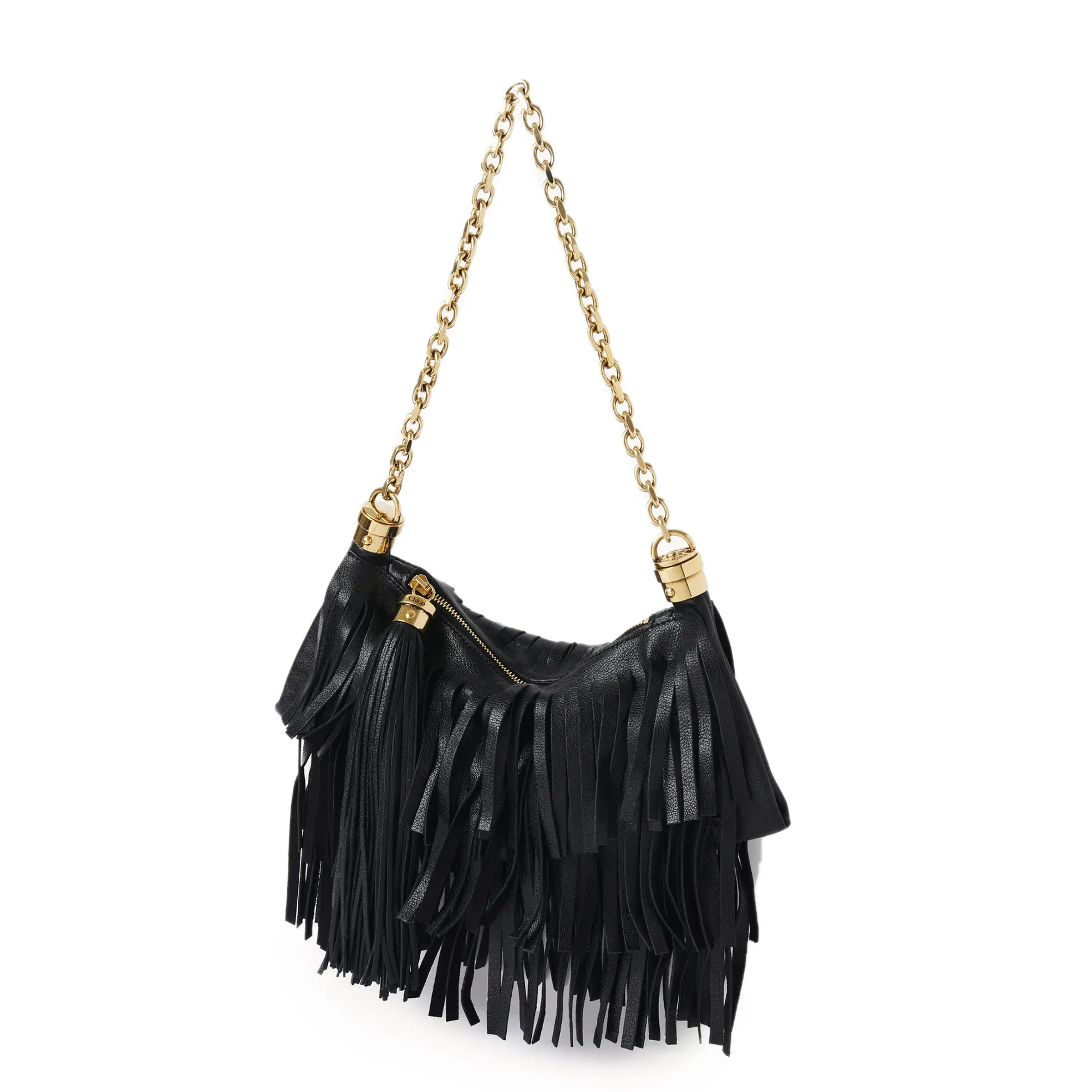 Small Foulard Fringe Bag Small, Black