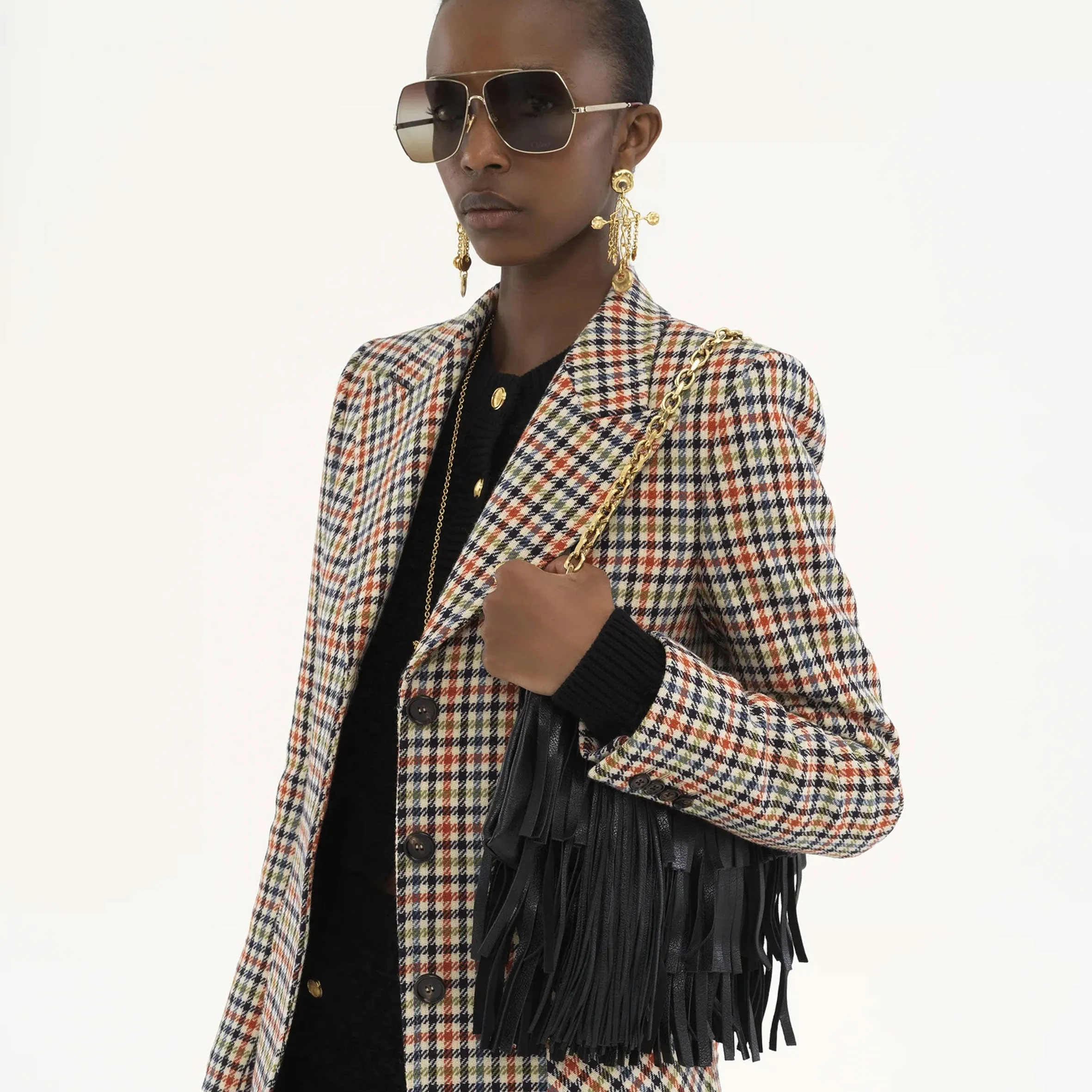 Small Foulard Fringe Bag Small, Black
