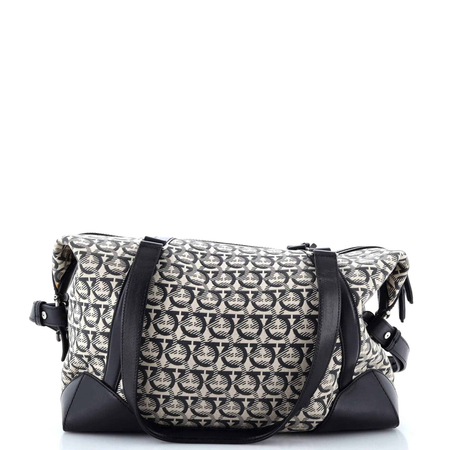 Soft Duffle Bag Printed Canvas with Leather