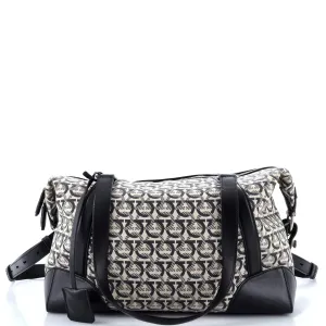 Soft Duffle Bag Printed Canvas with Leather