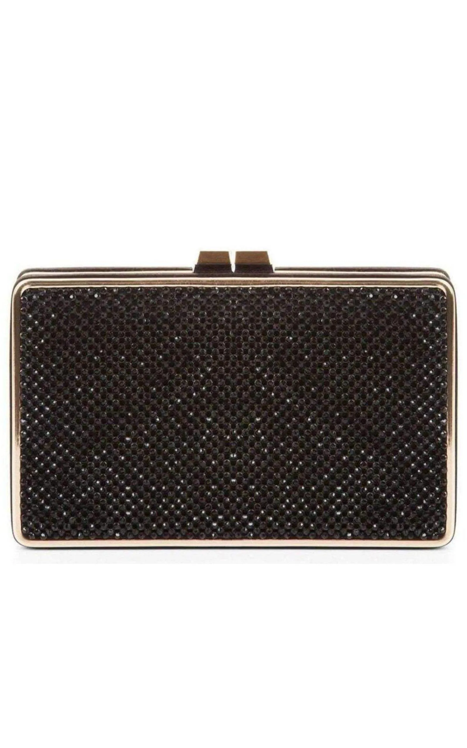 Sonia Black Crystal Mesh Satin Frame Clutch