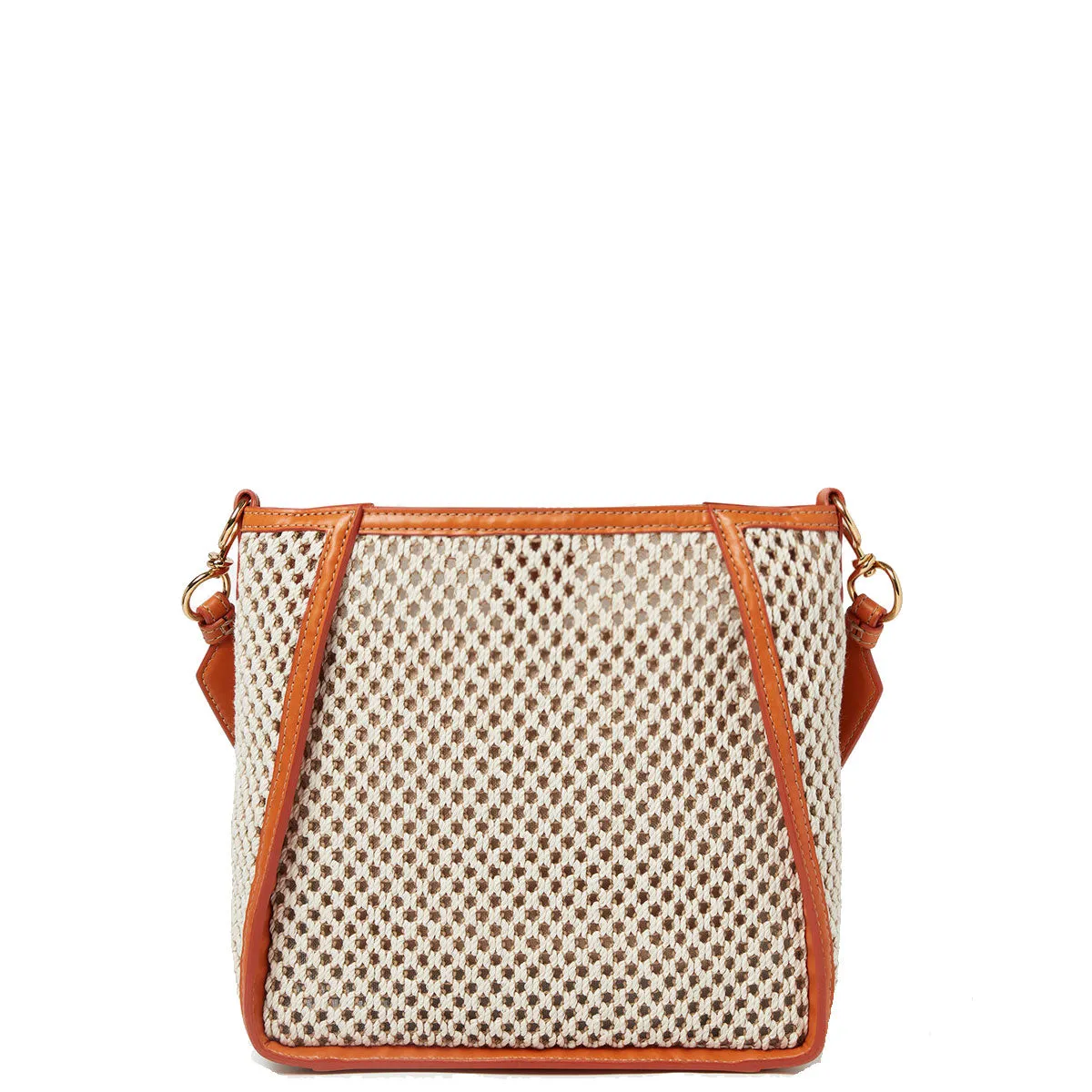 Stella Logo Mini Crossbody Hobo Bag Rope Mesh, Ivory/Beige