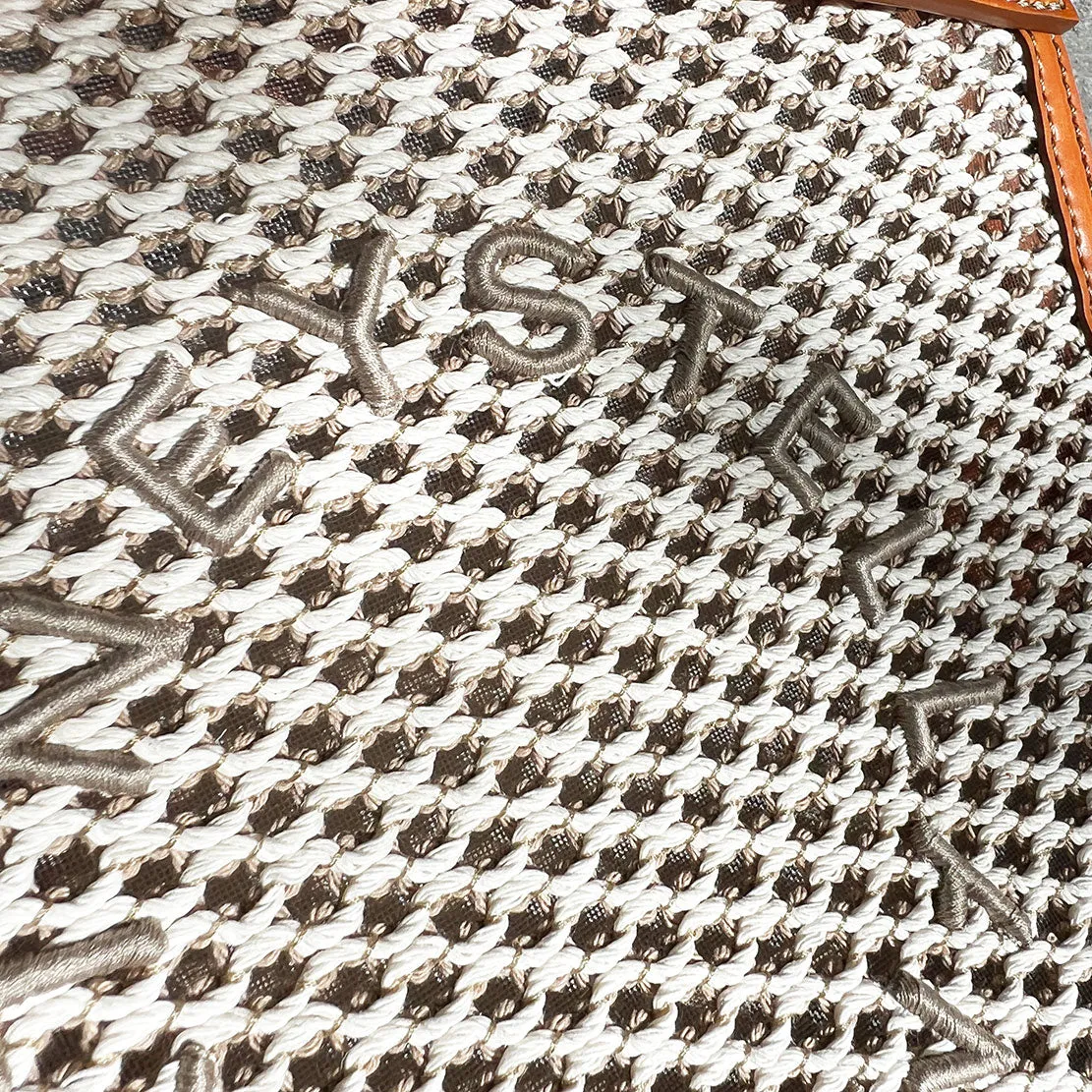 Stella Logo Mini Crossbody Hobo Bag Rope Mesh, Ivory/Beige