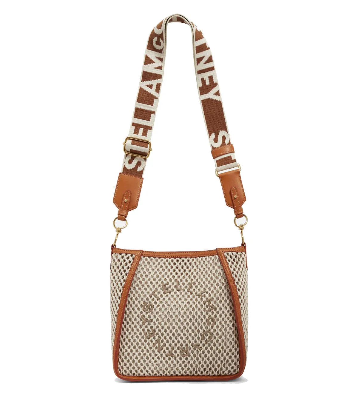 Stella Logo Mini Crossbody Hobo Bag Rope Mesh, Ivory/Beige