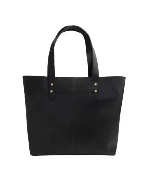 STITCH & HIDE LEATHER EMMA LAPTOP TOTE BAG BLACK - FREE WALLET POUCH