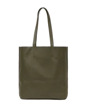 STITCH & HIDE LEATHER GEORGIA TOTE BAG OLIVE GREEN - FREE WALLET POUCH