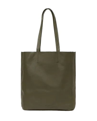 STITCH & HIDE LEATHER GEORGIA TOTE BAG OLIVE GREEN - FREE WALLET POUCH