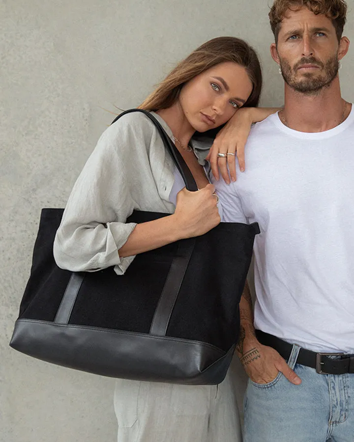 STITCH & HIDE THE SHOPPER CLASSIC TOTE BLACK - FREE WALLET