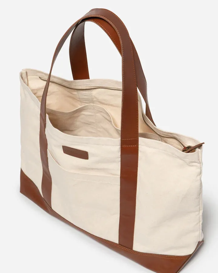 STITCH & HIDE THE SHOPPER CLASSIC TOTE Natural Beige Brown - FREE WALLET