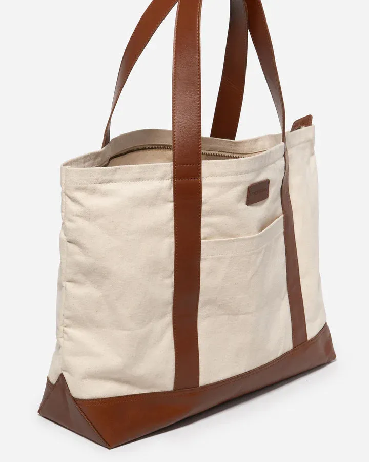 STITCH & HIDE THE SHOPPER CLASSIC TOTE Natural Beige Brown - FREE WALLET