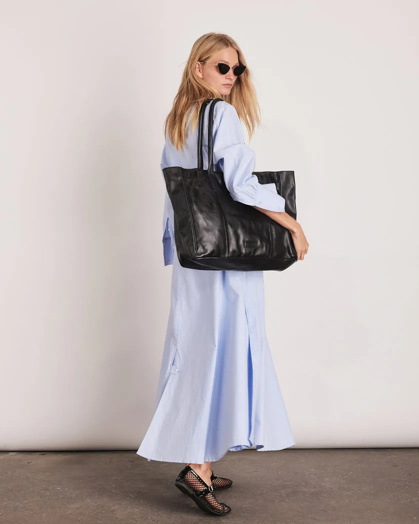 STITCH & HIDE WASHED LEATHER LONDON TOTE BLACK - FREE WALLET POUCH