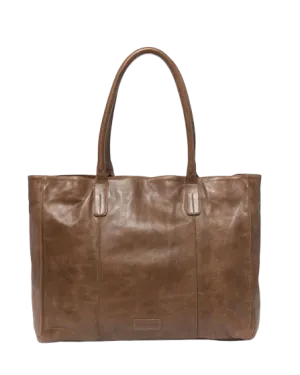 STITCH & HIDE WASHED LEATHER LONDON TOTE TAUPE - FREE WALLET POUCH