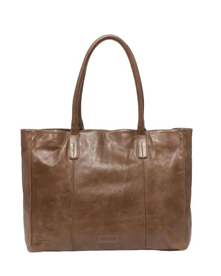 STITCH & HIDE WASHED LEATHER LONDON TOTE TAUPE - FREE WALLET POUCH