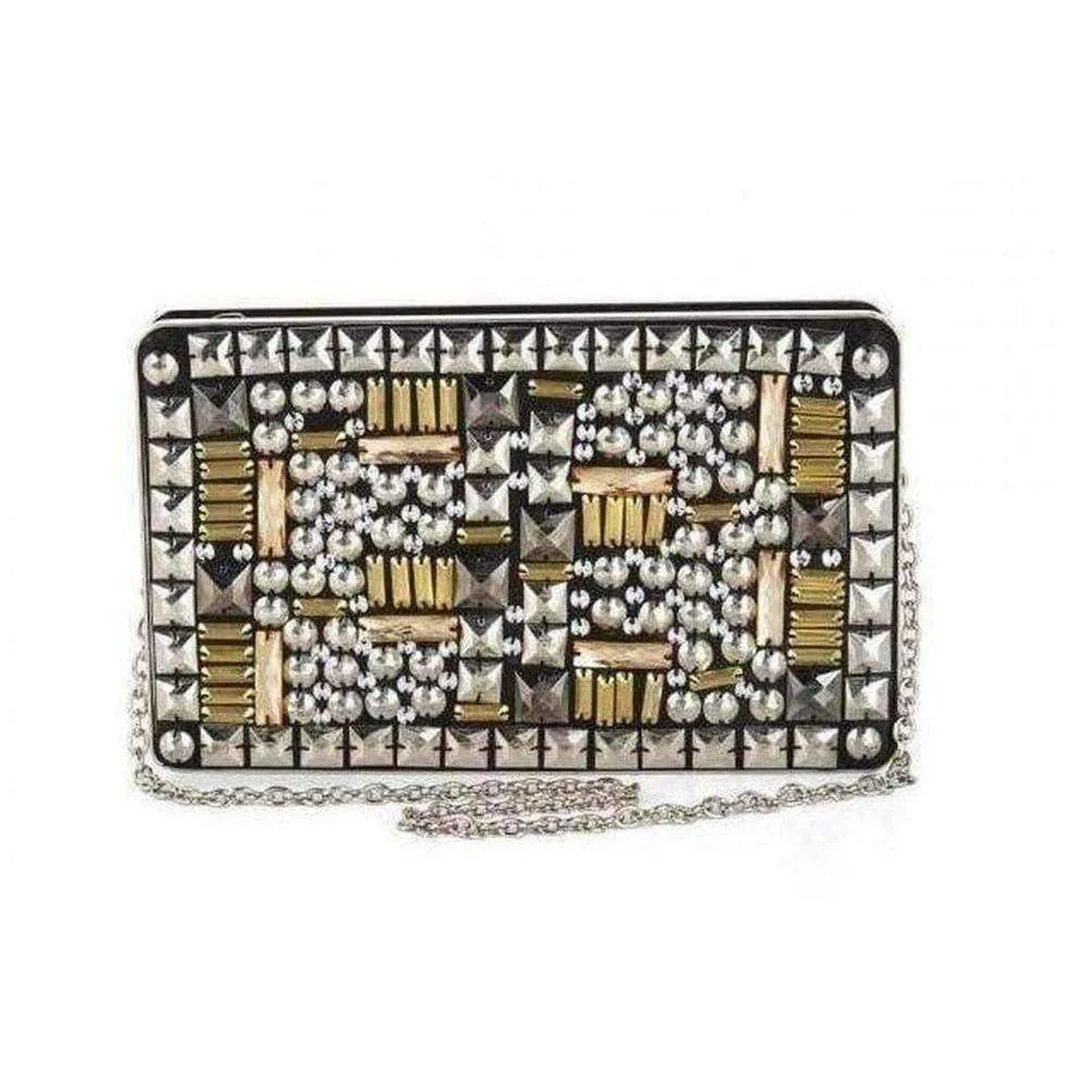 Taryn Studded Zip-Frame Clutch