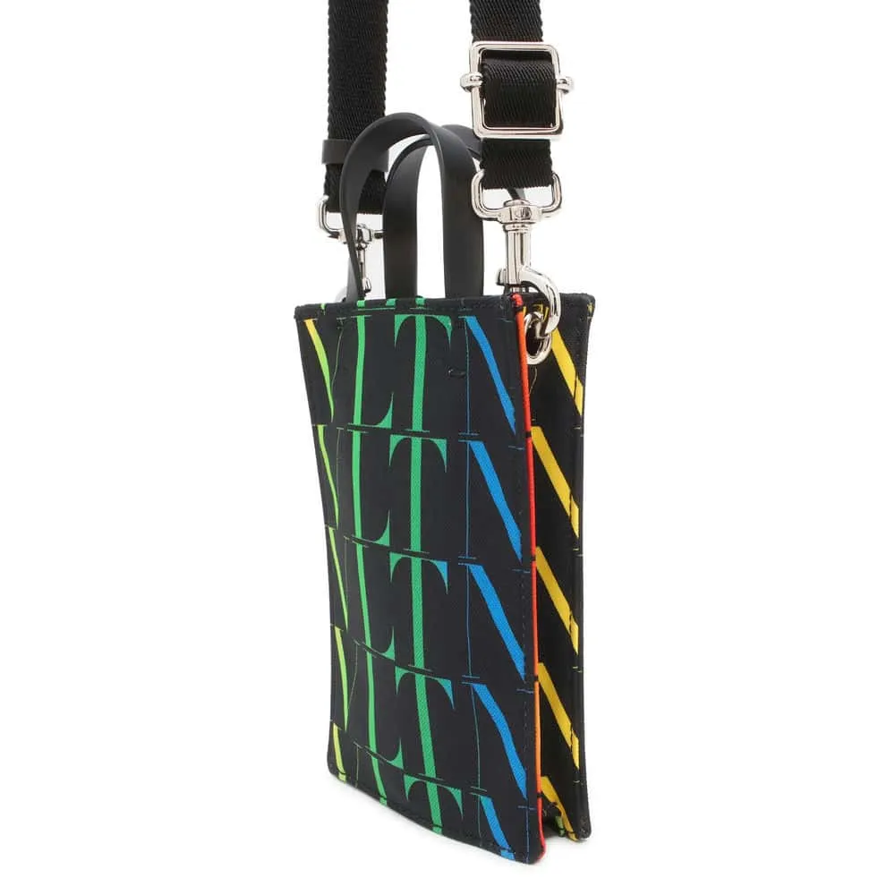 Valentino Garavani Logo Shoulder Bag Black/Multicolor Canvas Leather