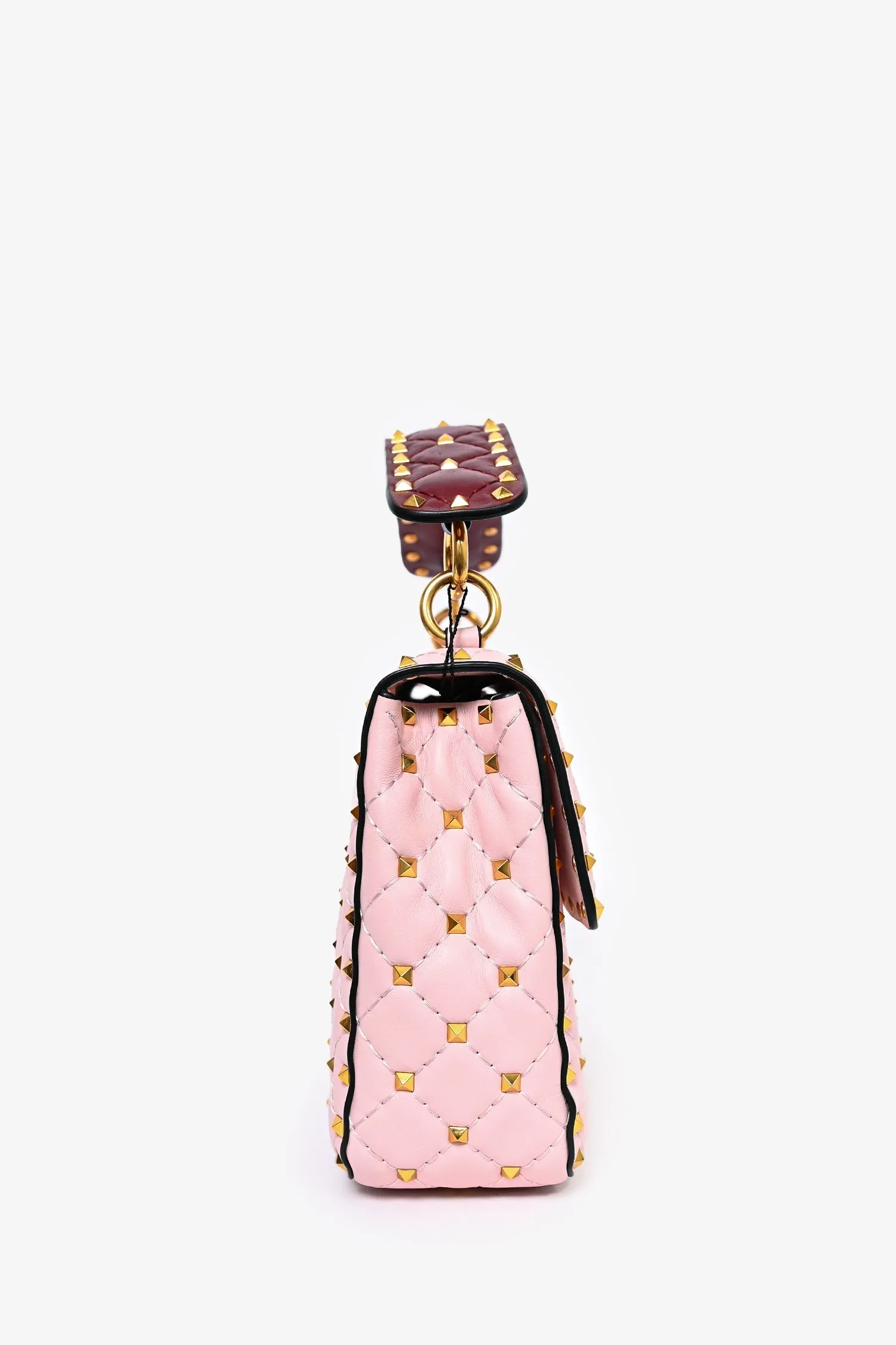 Valentino Pink Quilted Leather Medium Rockstud Shoulder Bag