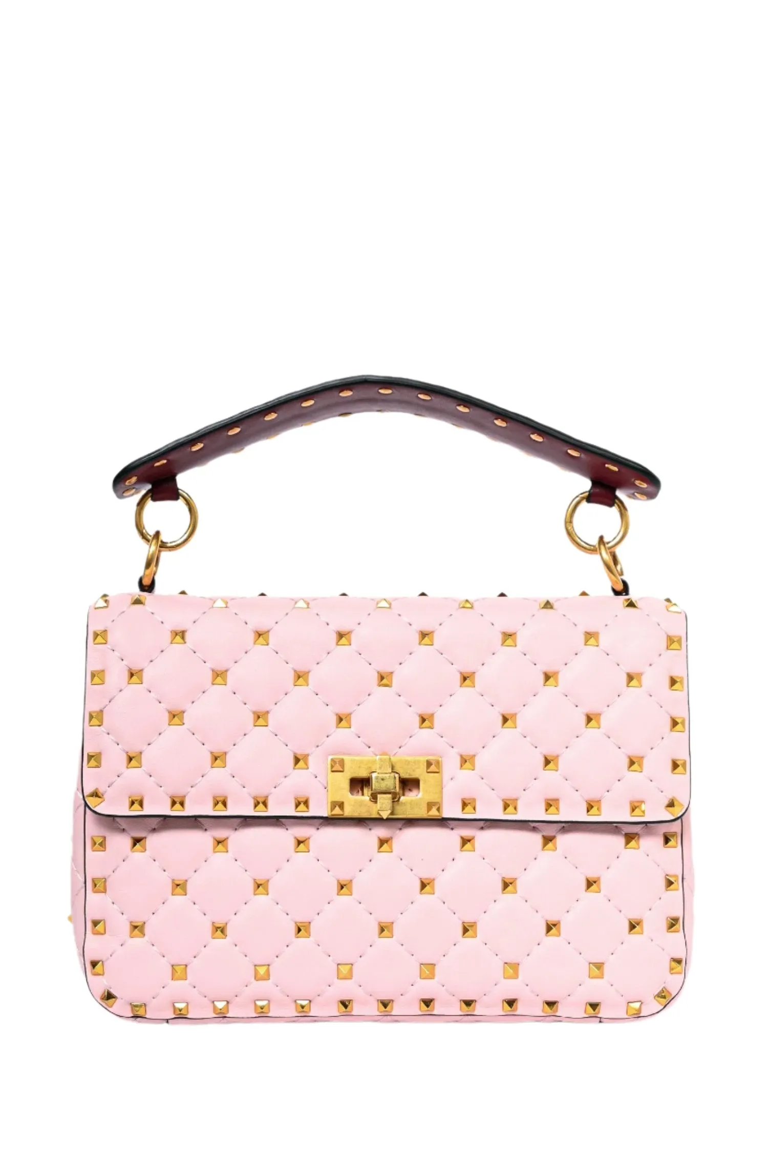 Valentino Pink Quilted Leather Medium Rockstud Shoulder Bag