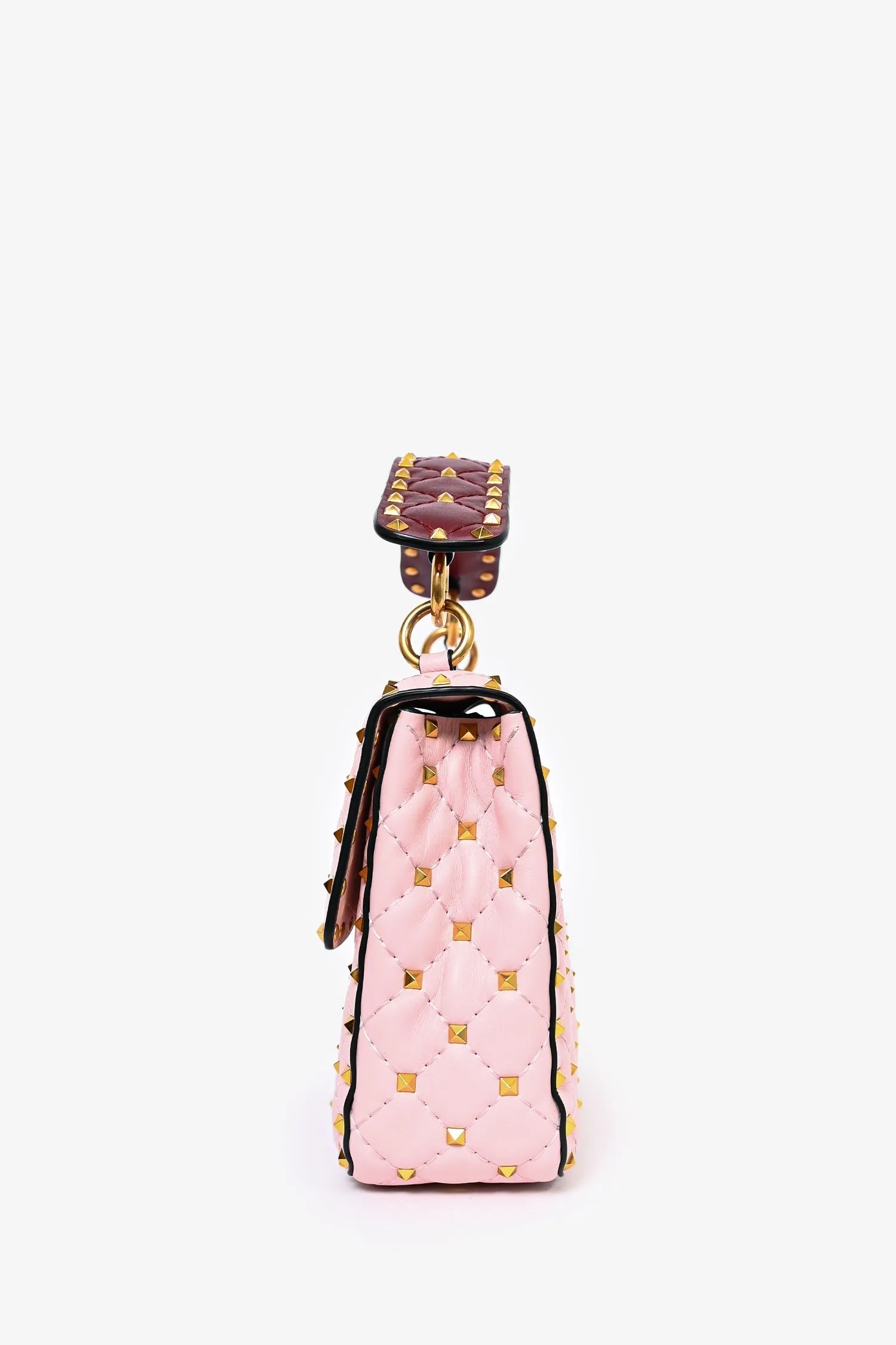 Valentino Pink Quilted Leather Medium Rockstud Shoulder Bag