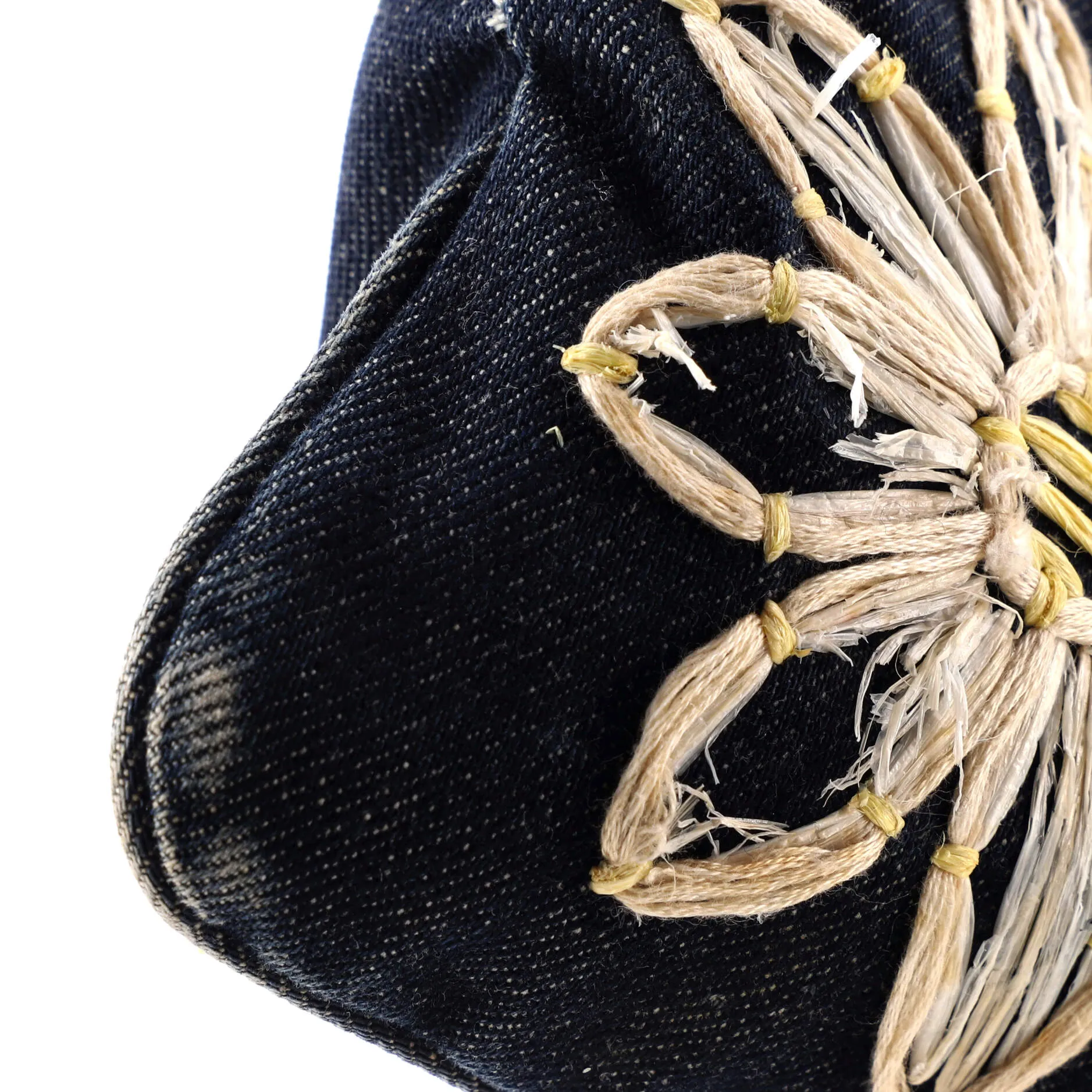 Vintage Baguette Shoulder Bag Embellished Denim Medium