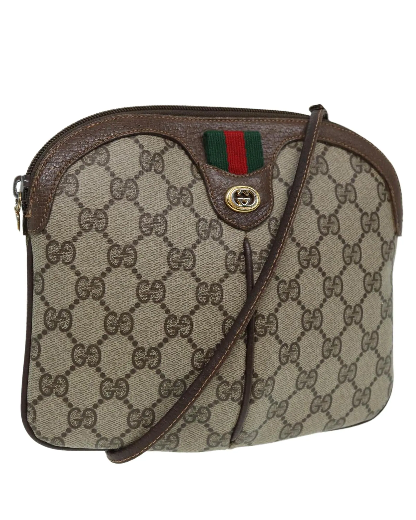 Vintage GG Shoulder Bag Beige Brown